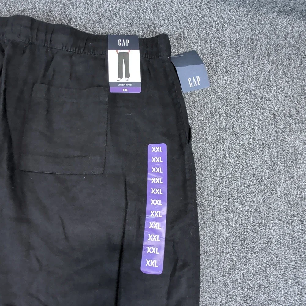 Gap Coastal Minimalist Linen Blend Wide Leg Pants Mens XXL Black NWT